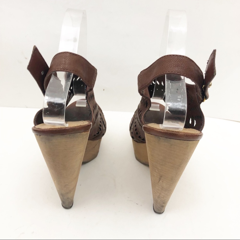 Bebe Kardashians Wood Wedge Sandals Size 9 - Picture 4 of 8